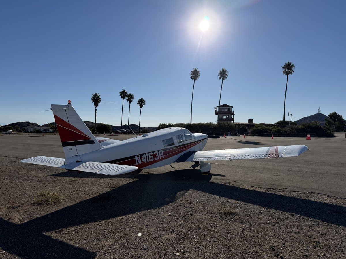 N4163R at Catalina Island with the control tower