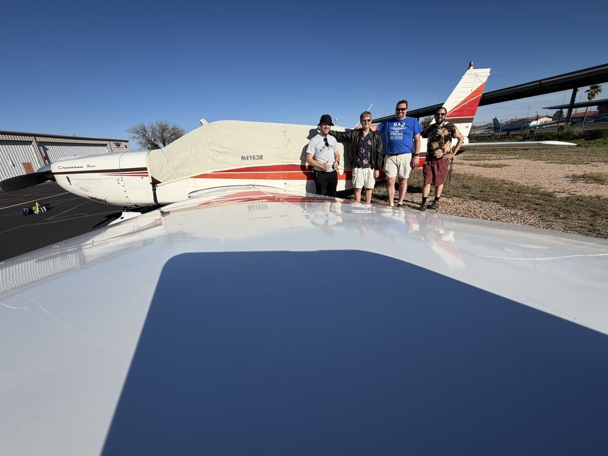 The founding members of Flying Javelina Aero-Club with N4163R